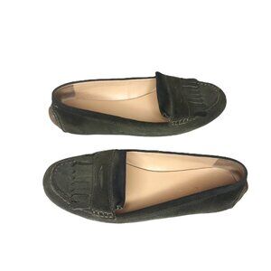 Talbots Green Suede Leather Kiltie Penny Keeper Driving Moccasins 9.5M Preppy